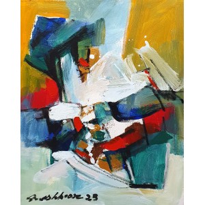 Mashkoor Raza, 12 x 16 Inch, Oil on Canvas, Abstracts Painting, AC-MR-671